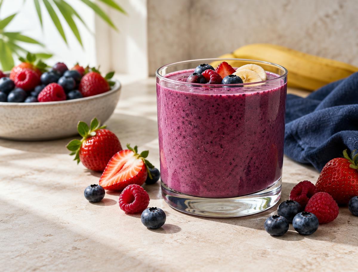 Mixed berry and bladderwrack smoothie